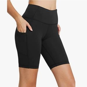 NWT High Waist Biker Shorts, Workout Yoga Shorts with Pockets